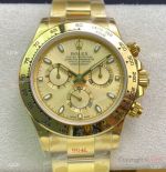 Swiss Replica Rolex Daytona 904L All Gold Champagne Dial Watch with 7750